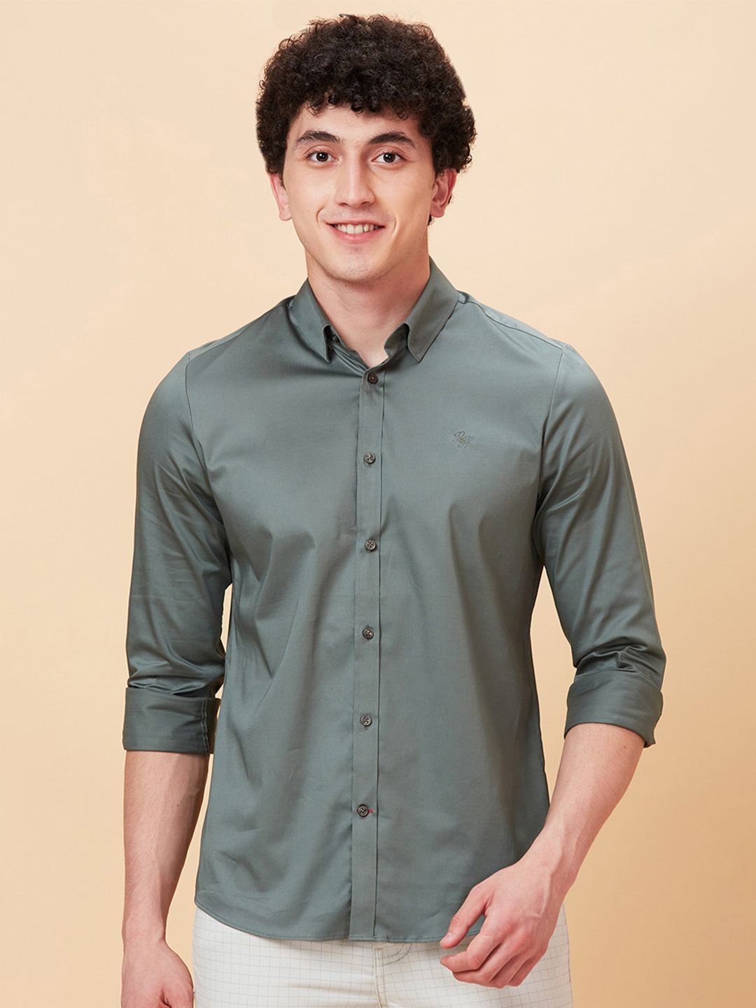 Being Human Spread Collar Slim Fit Cotton Casual Shirt