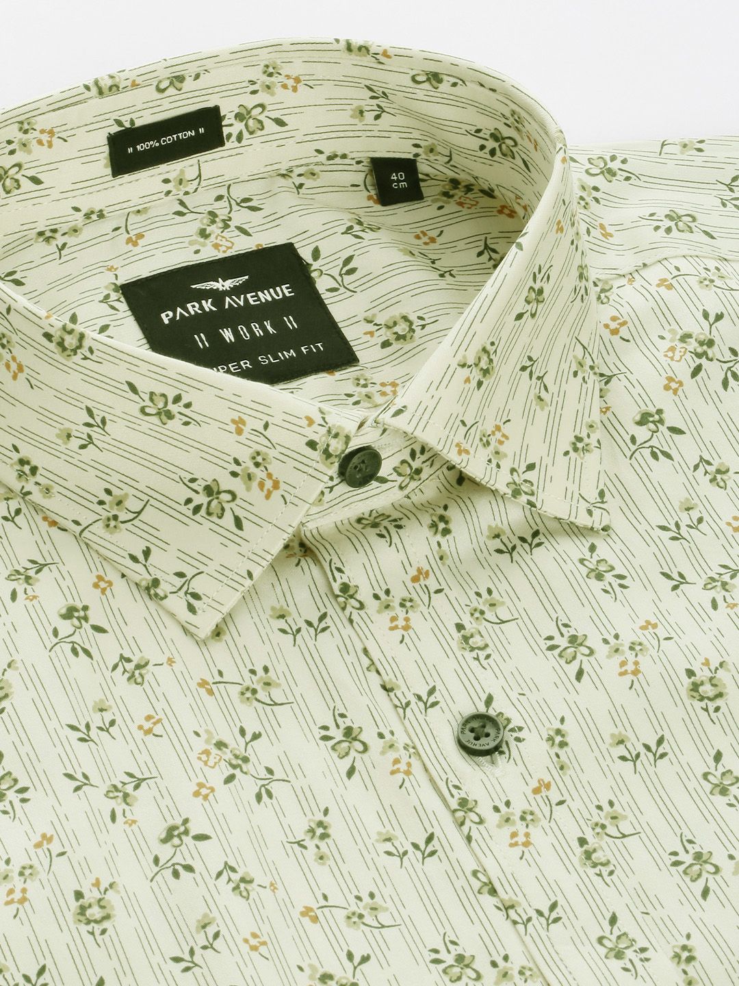 Park Avenue Men Super Slim Fit Floral Opaque Printed Pure Cotton Formal Shirt With Pocket
