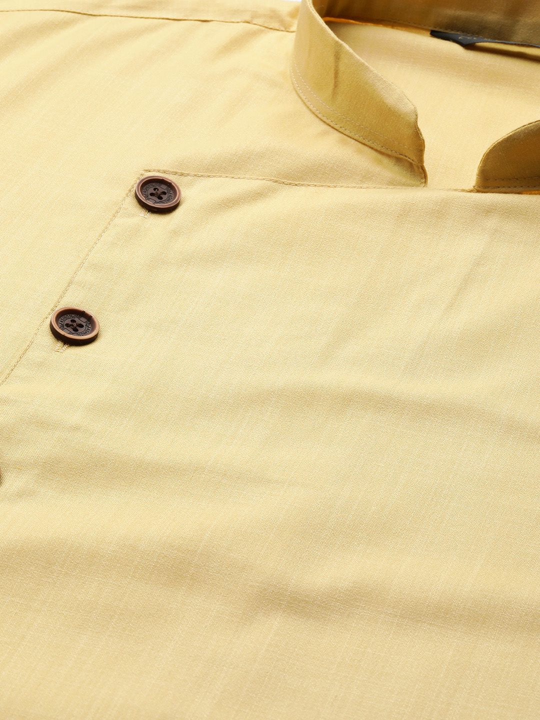 SOJANYA Men Beige Solid Angrakha Straight Kurta