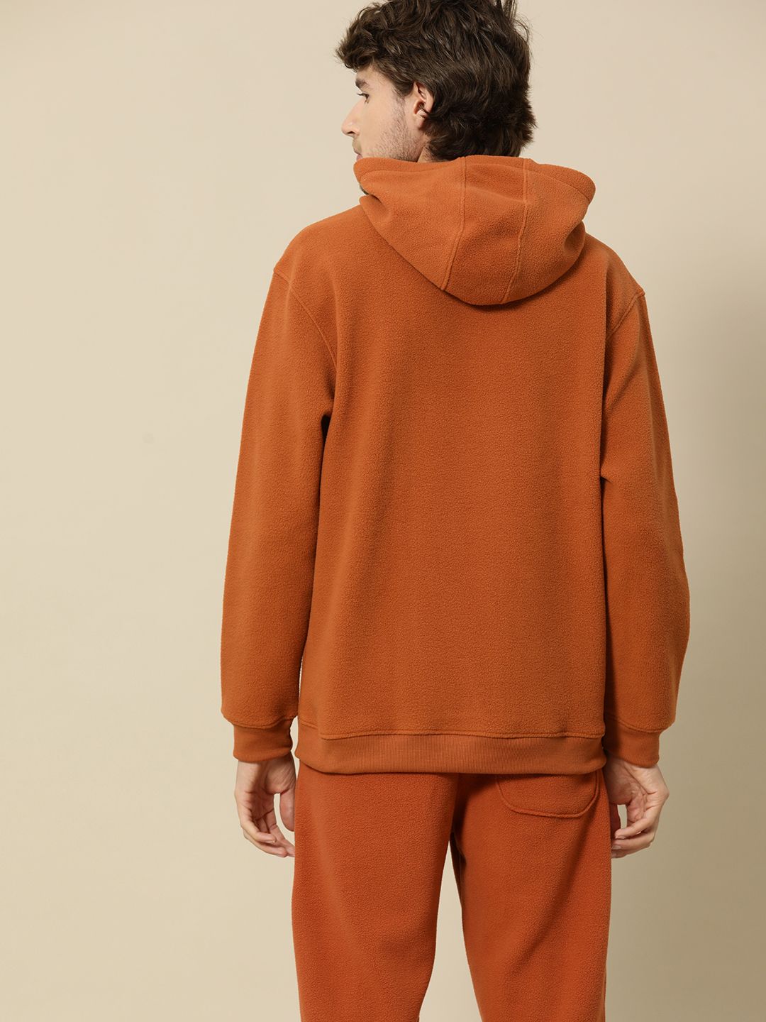 Mr Bowerbird Men Brown Self Designed Hooded Sweatshirt