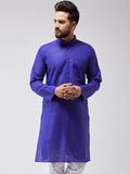 SOJANYA Men Blue Solid Straight Kurta