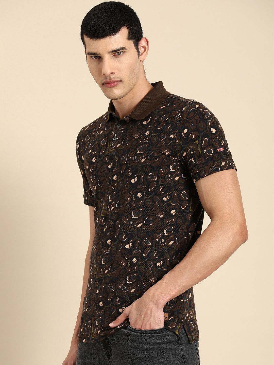Being Human Clothing Men Printed Polo Collar Pure Cotton T-shirt