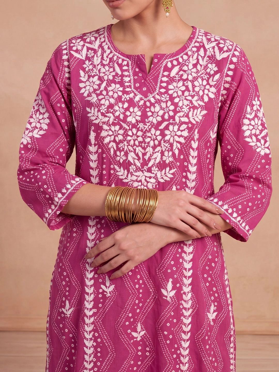 Rumah Wanita Chikankari Sulam Kurta Chikankari