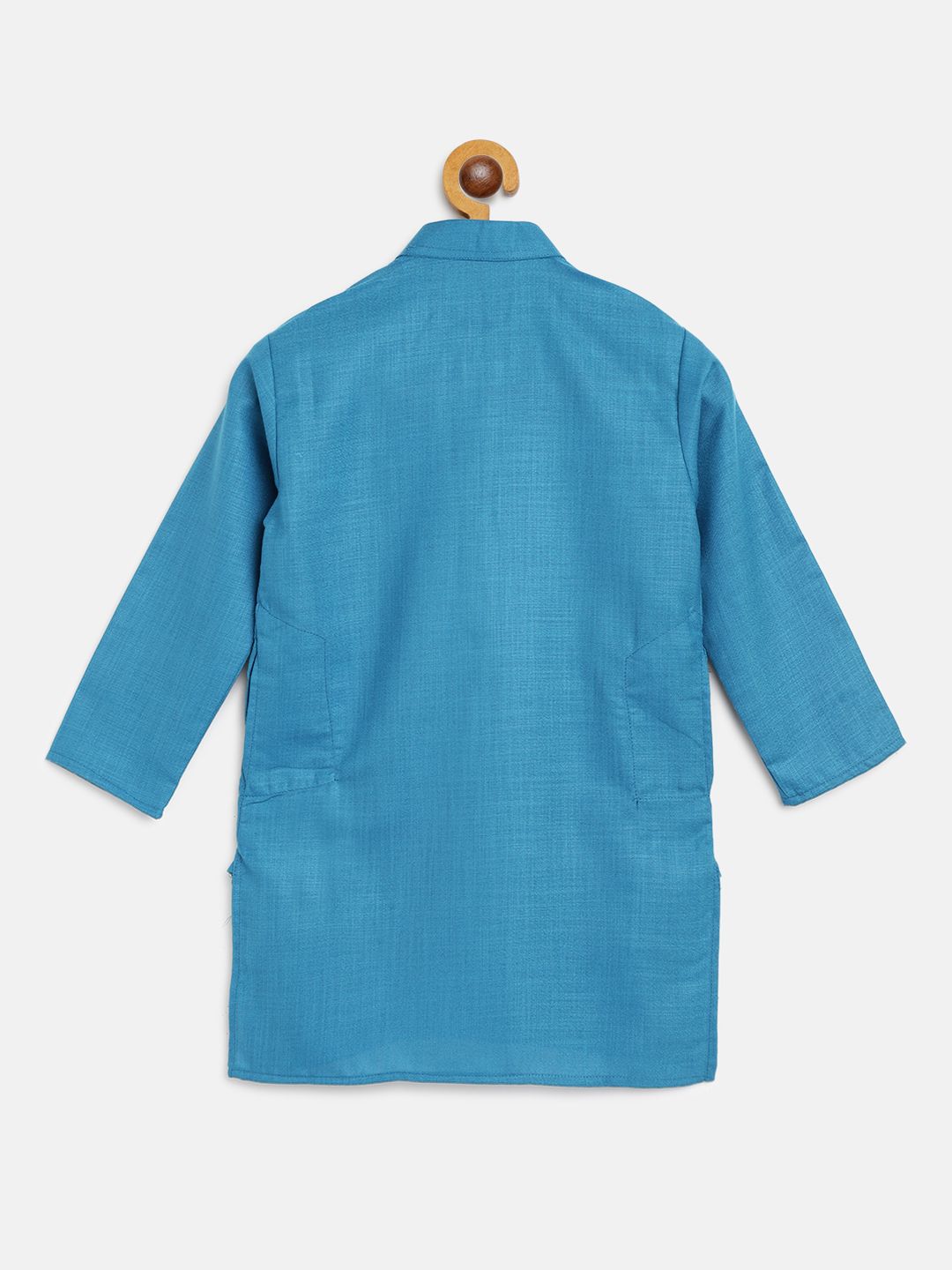 SOJANYA Boys Blue Solid Band Collar Kurta