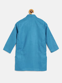 SOJANYA Boys Blue Solid Band Collar Kurta