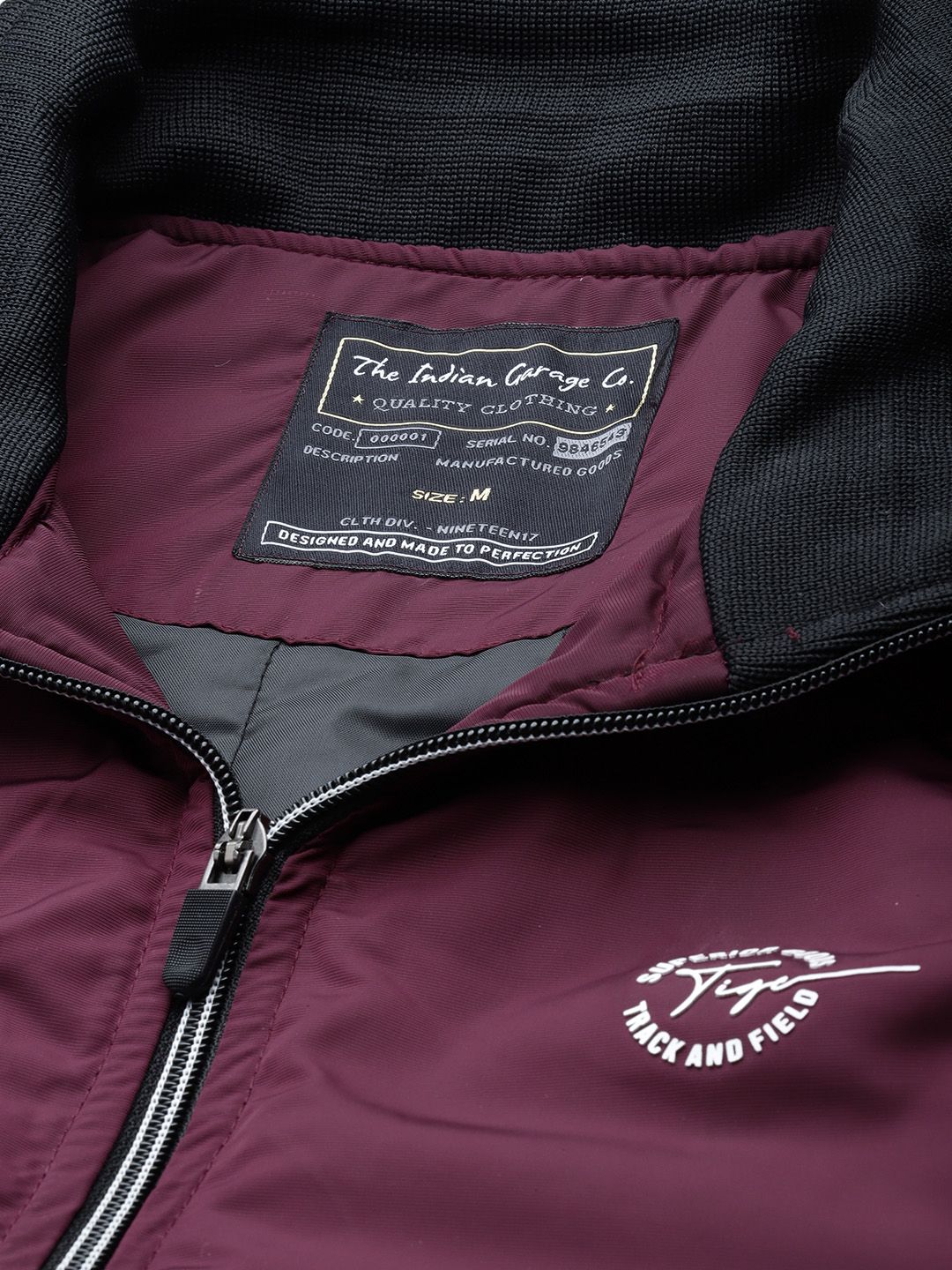 The Indian Garage Co Slim Fit High-Neck Zip-Front Bomber Jacket