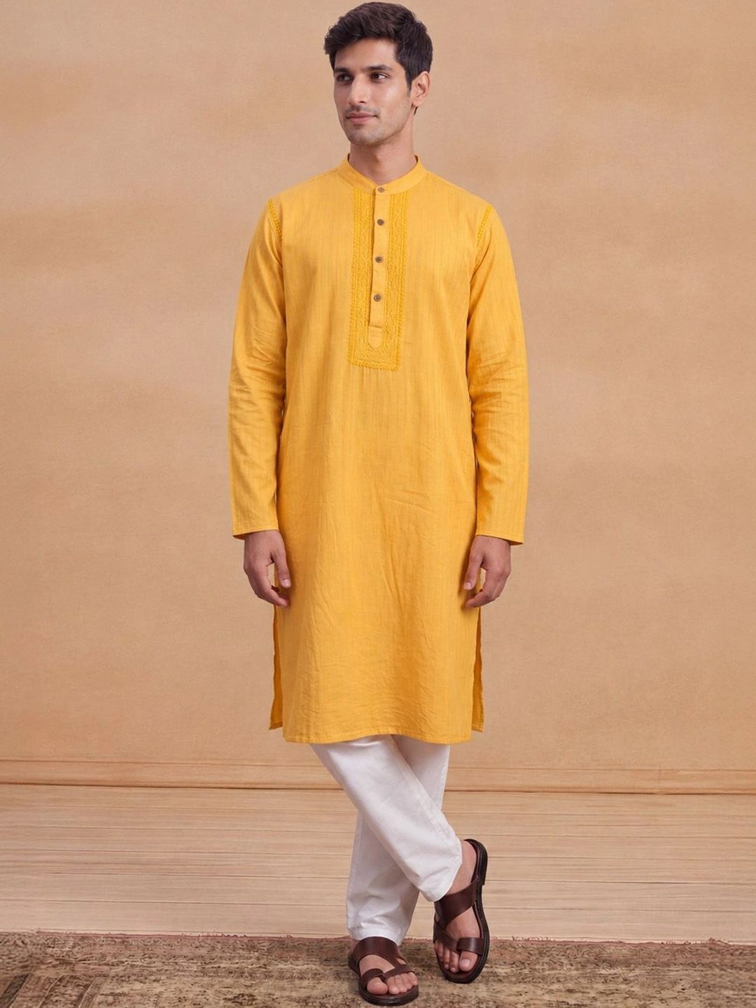House of Chikankari Men Thread Work Kurta