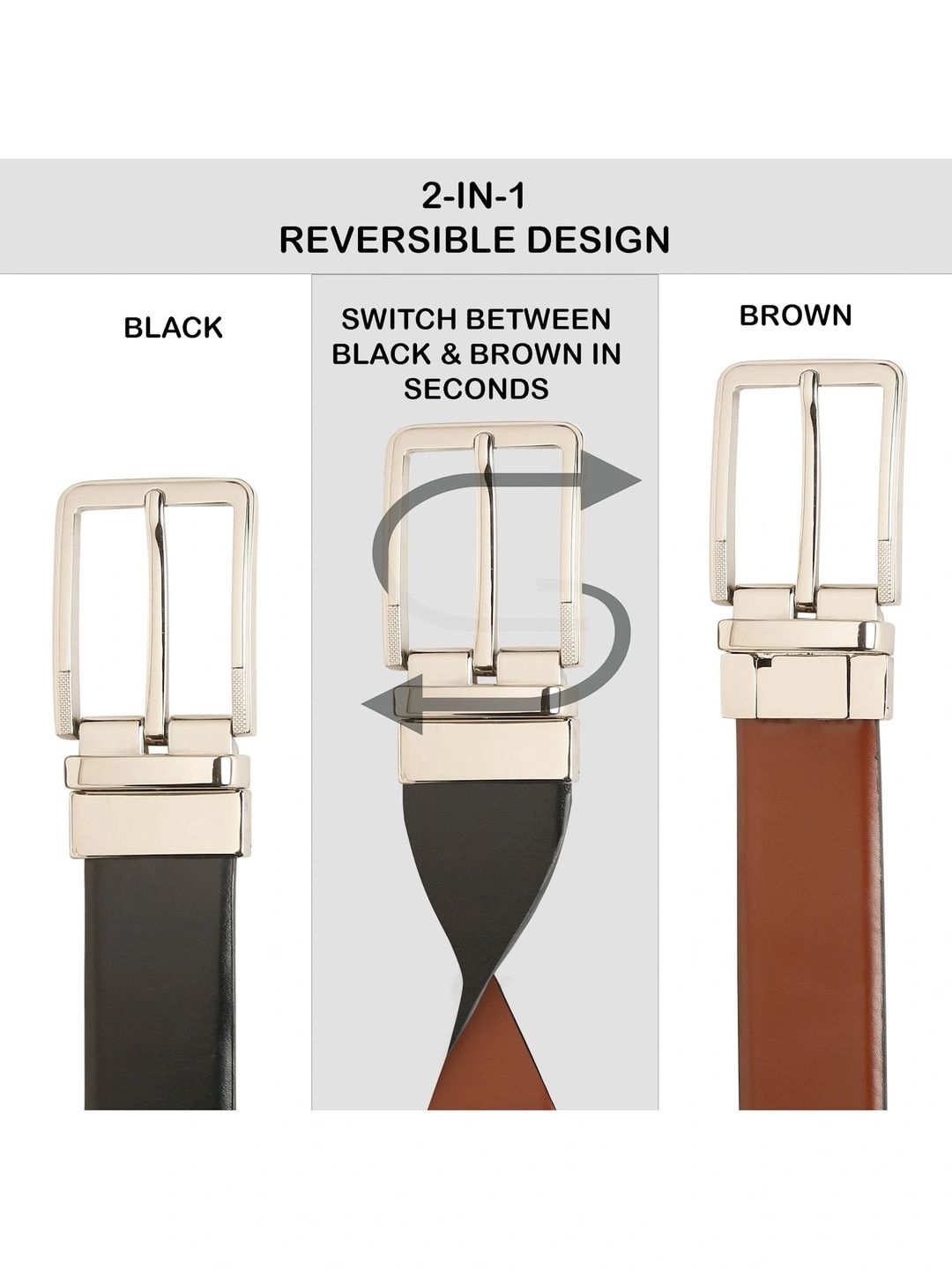 Teakwood Leathers Men Leather Reversible Formal Belt
