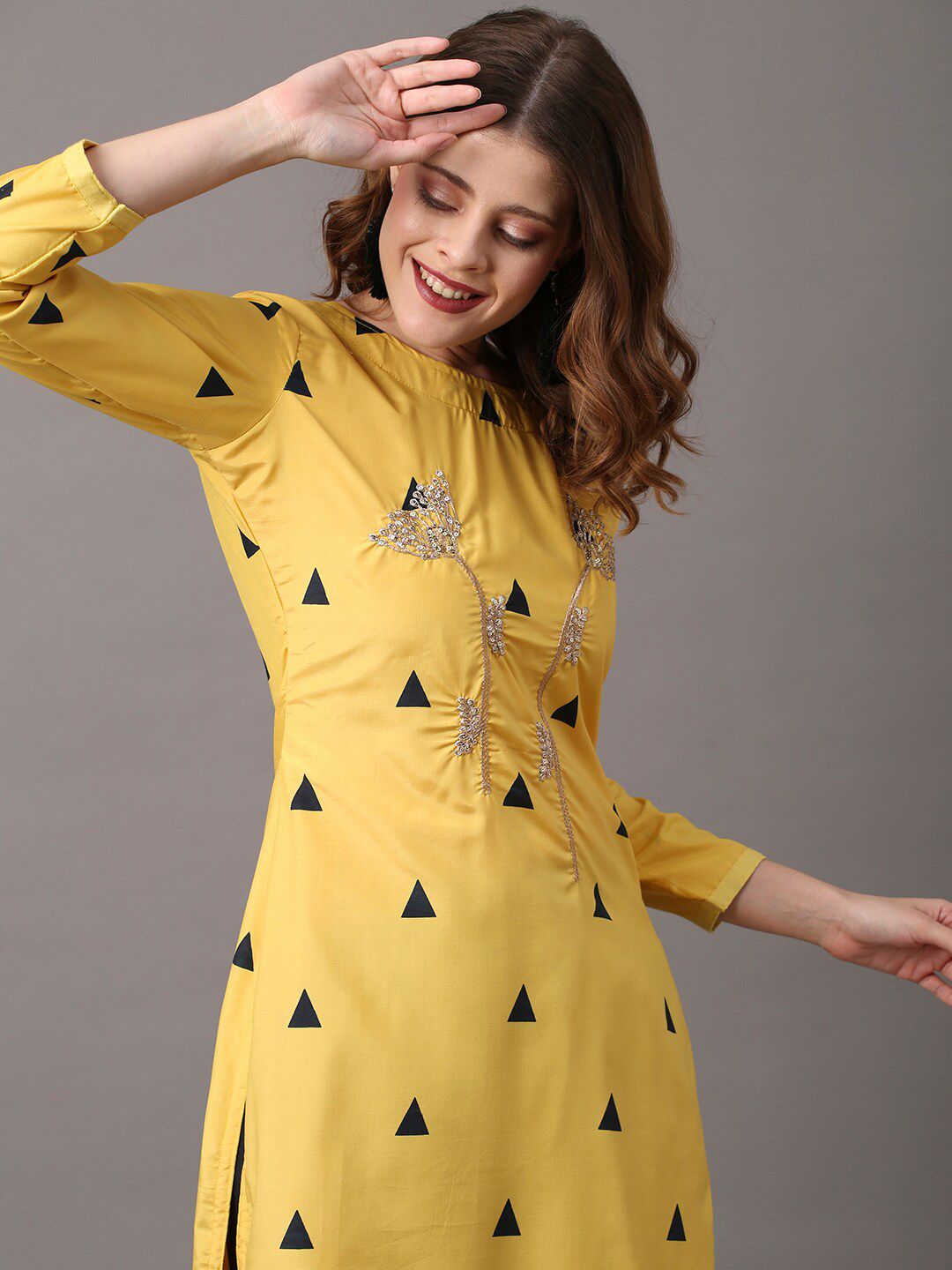 Saree mall Yellow & Black Embroidered Unstitched Dress Material