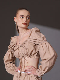 STREET 9 Sweetheart Neck Puff Sleeves Print Cotton Top