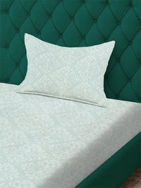 Myntra Elegant Homes Green Floral 300 TC Cadar Katil Bujang dengan 1 Sarung Bantal