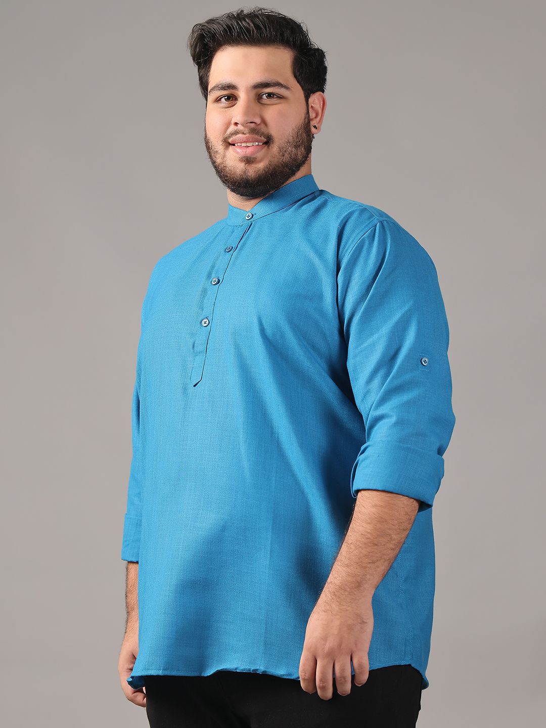 SOJANYA PLUS Size Band Collar Cotton Straight Kurta