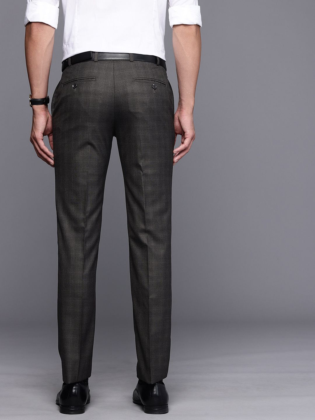 Raymond Men Checked Slim Fit Formal Trousers