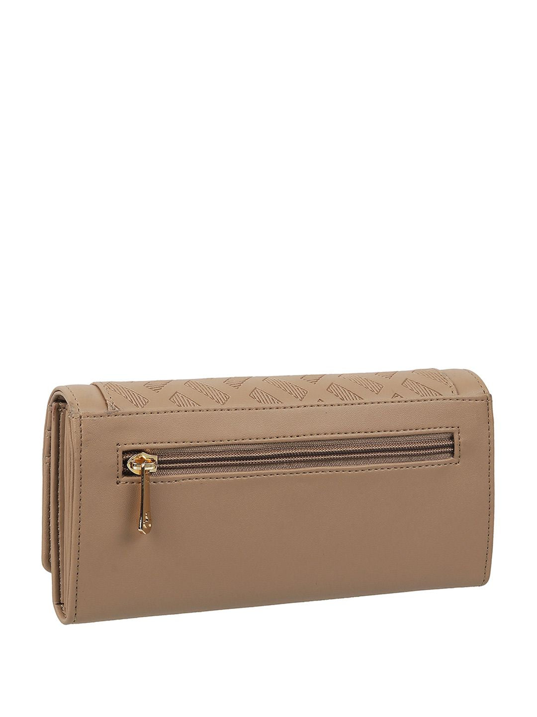 Mochi Women Beige Geometric Textured Two Fold Wallet
