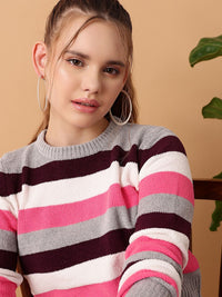STREET 9 Striped Crop Acrylic Sweater