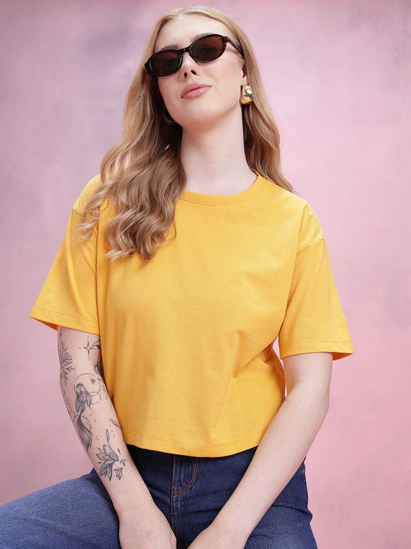 DressBerry Drop-Shoulder Sleeves Relaxed Fit T-shirt