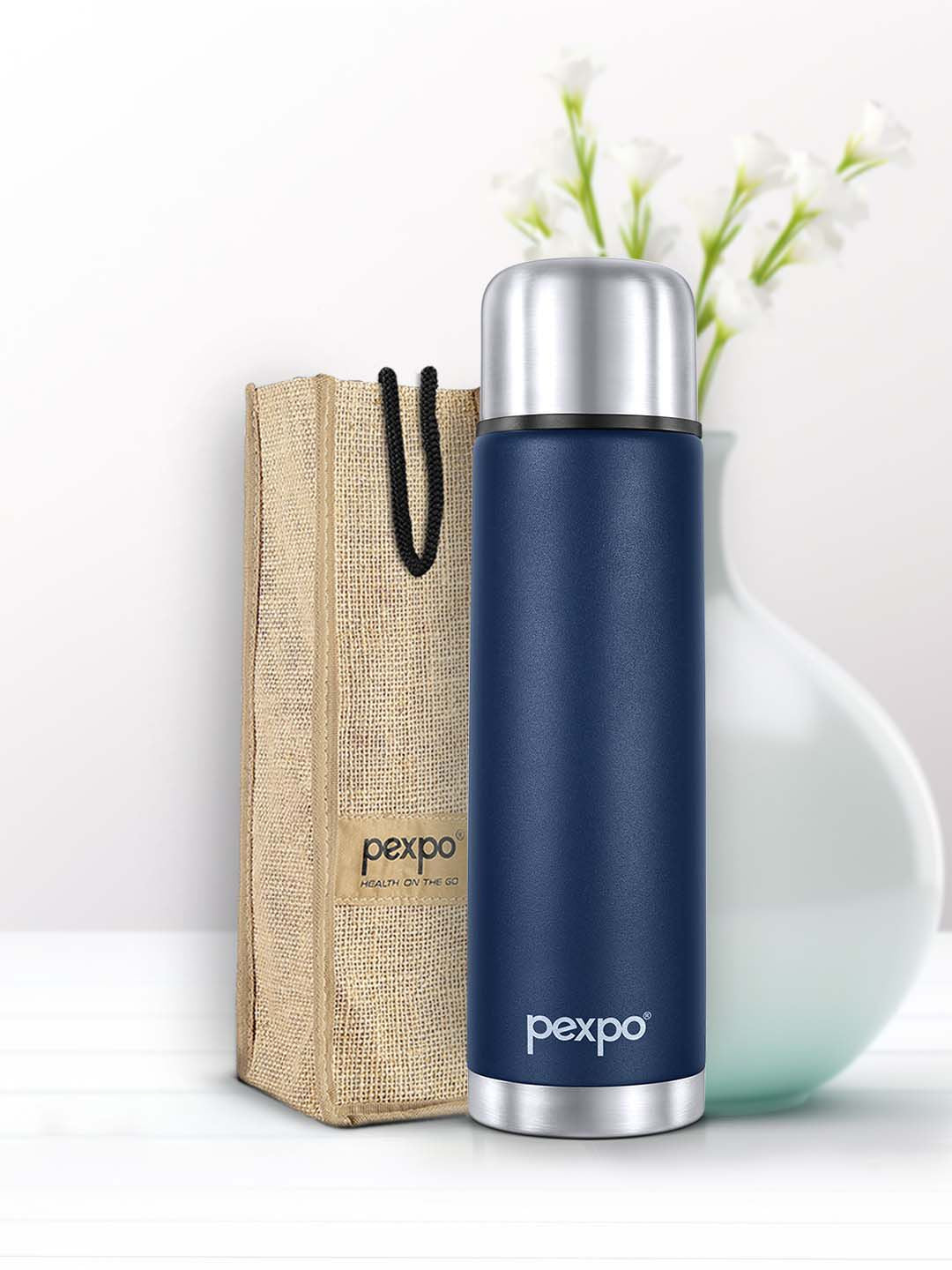 Pexpo Flamingo Blue ISI Certified Thermosteel Hot & Cold Insulated Water Bottle 1L