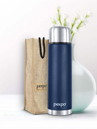 Pexpo Flamingo Blue ISI Certified Thermosteel Hot & Cold Insulated Water Bottle 1L