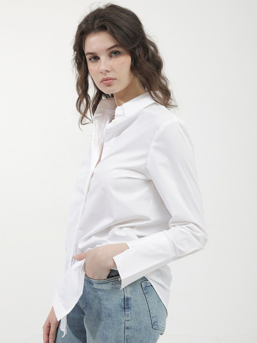 RAREISM Classic Spread Collar Opaque Casual Shirt