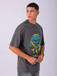 The Indian Garage Co Men Typography Printed Pure Cotton Boxy Oversized T-shirt