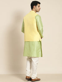 SOJANYA Men Woven Design Kurta with Churidar with Nehru Jacket