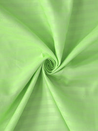 KLOTTHE Green Striped Polycotton 300 TC Super King Fine Bedsheet with 2 Pillow Covers-106 x 106 inches