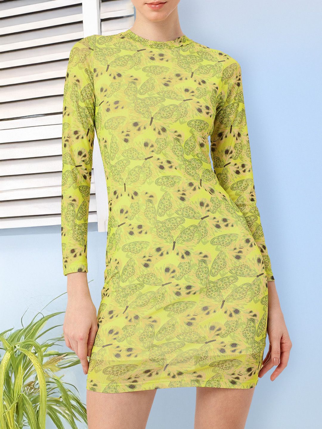 DressBerry Girly Glam Printed Soft Net Mini Sheath Dress