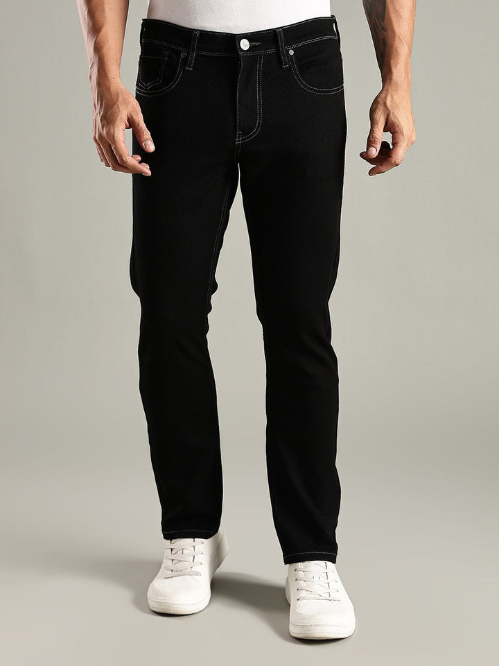 Thomas Scott Men Original Straight Fit Mid-Rise Clean Look No Fade Stretchable Jeans