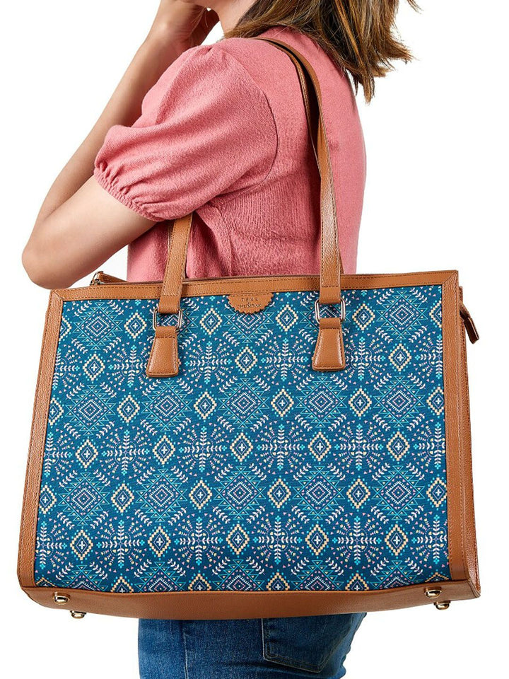 TEAL BY CHUMBAK Ethnic Motifs Printed Structured Tote Bag