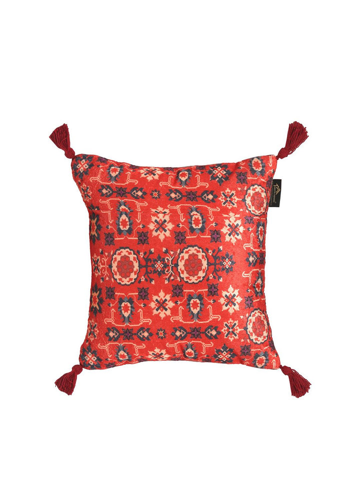HOSTA HOMES Red & Blue Set of 5 Ethnic Motifs Velvet Square Cushion Covers