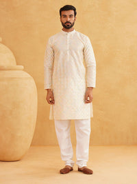 SOJANYA Geometric Embroidered Regular Kurta With Churidar