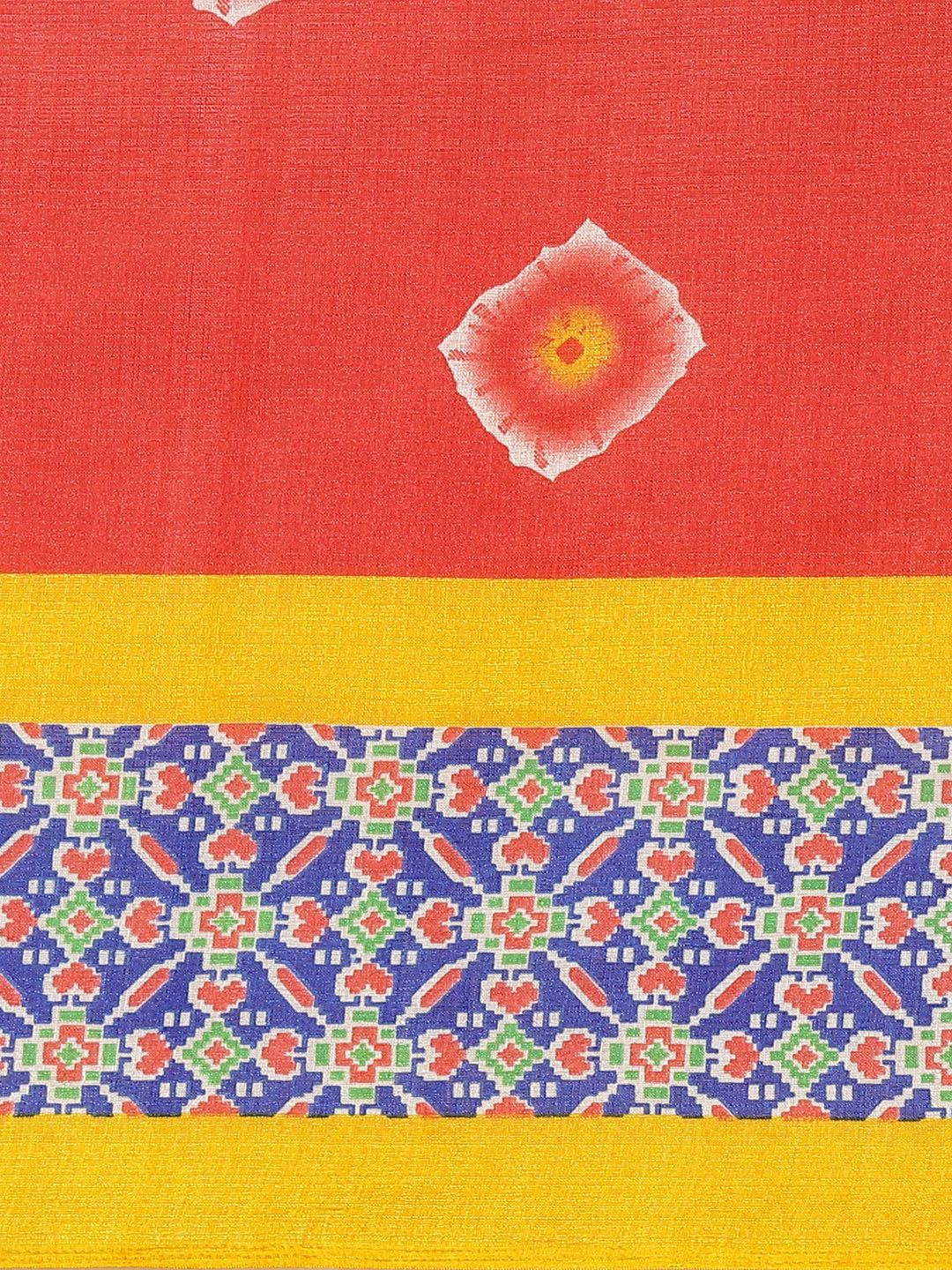 Saree mall Red & Off-White Dyed Effect Saree