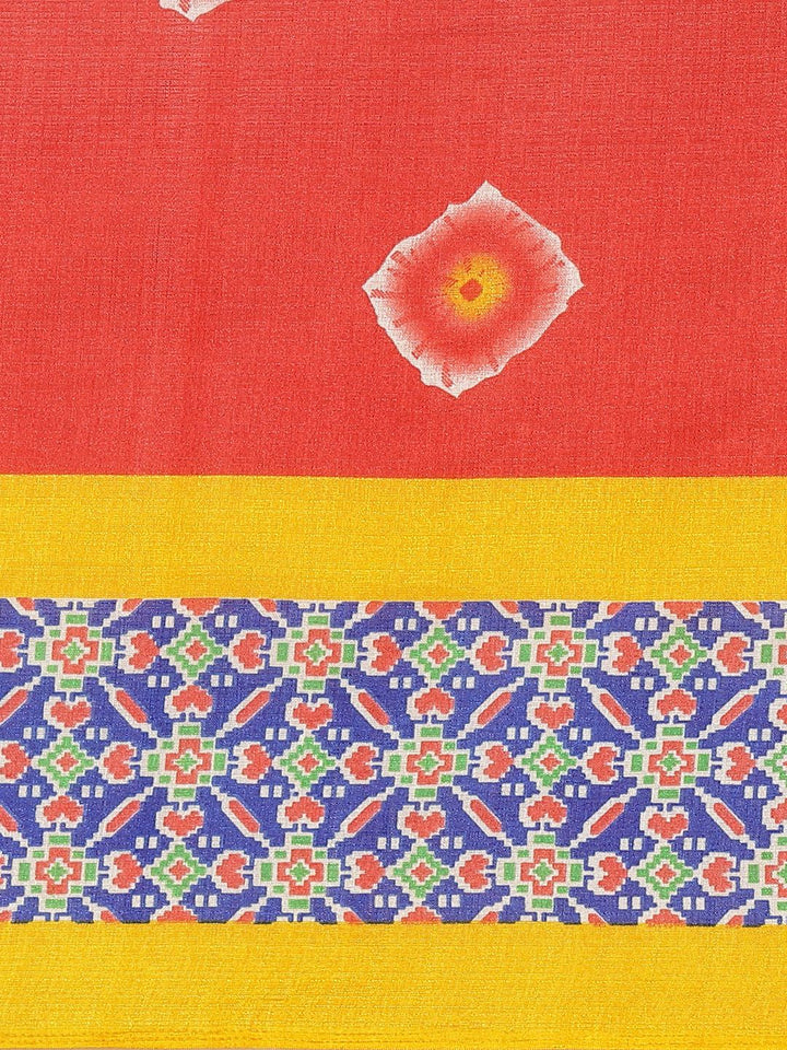 Saree mall Red & Off-White Dyed Effect Saree