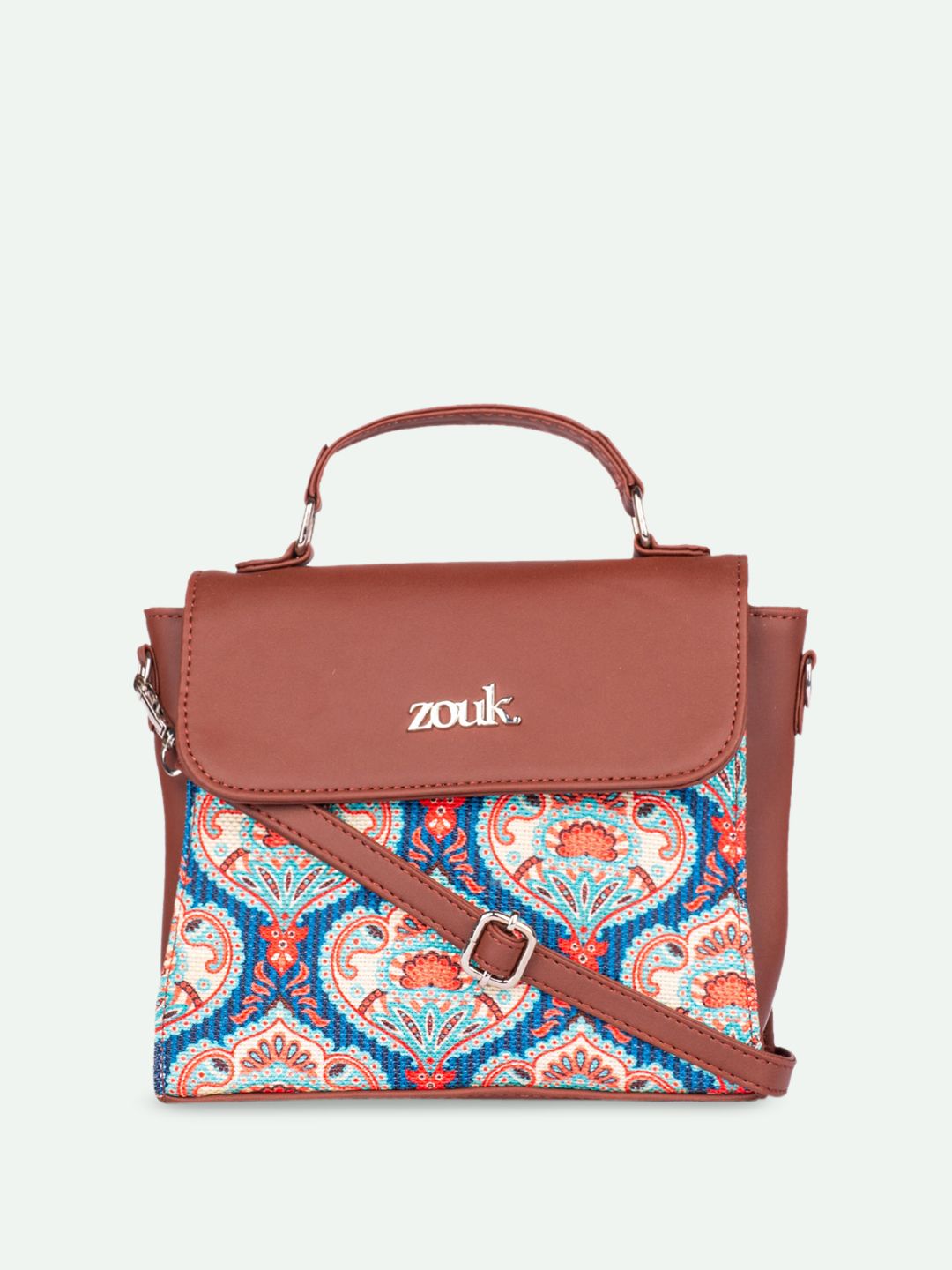 ZOUK Ethnic Motifs Printed Structured Sling Bag