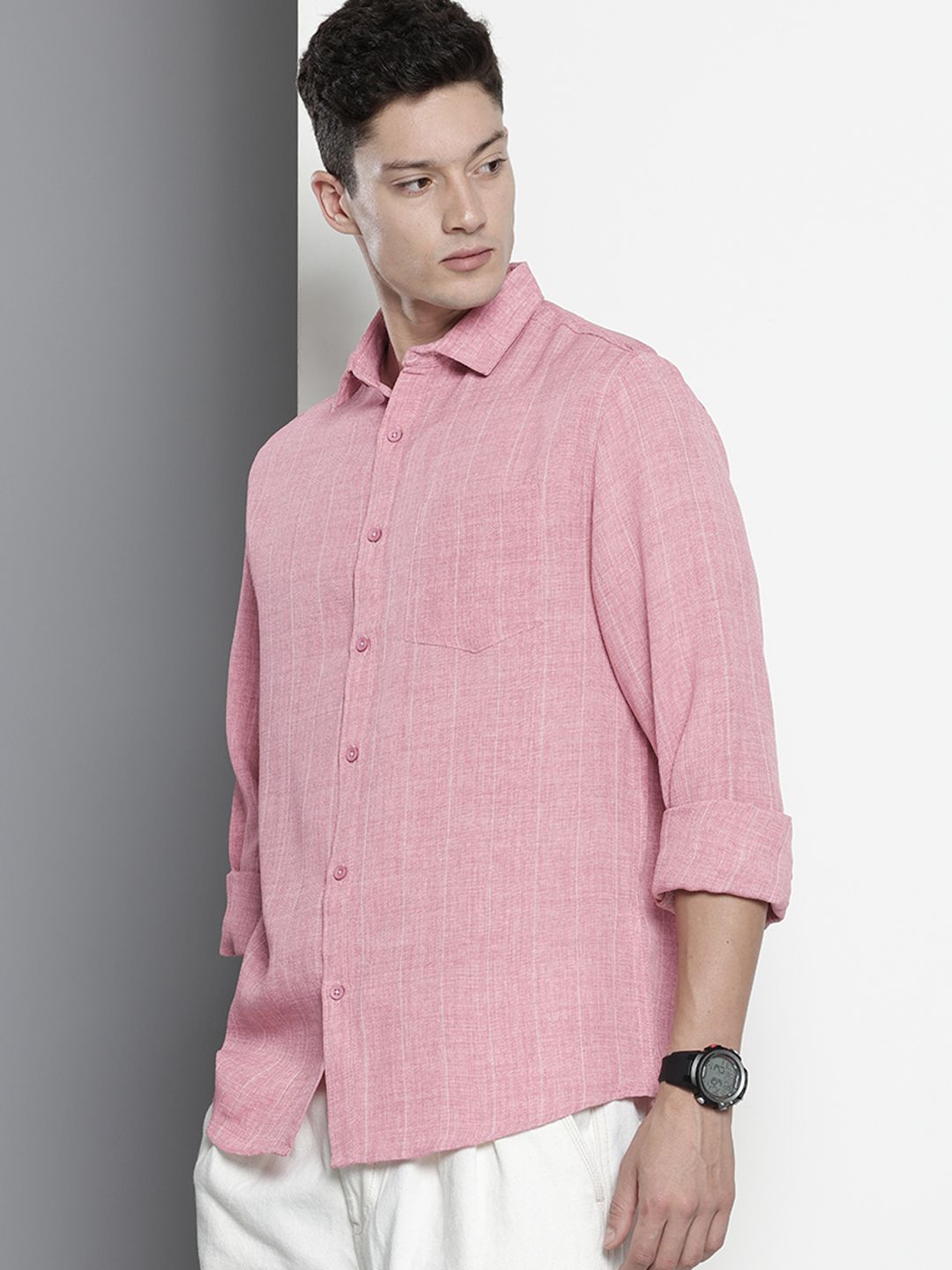 The Indian Garage Co Slim Fit Vertical Striped Casual Shirt