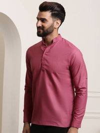Anug by SOJANYA Men Dark Coral Mandarin Collar Kurta