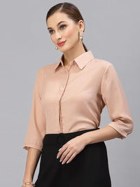 Style Quotient Women Nude-Coloured Solid Smart Casual Shirt