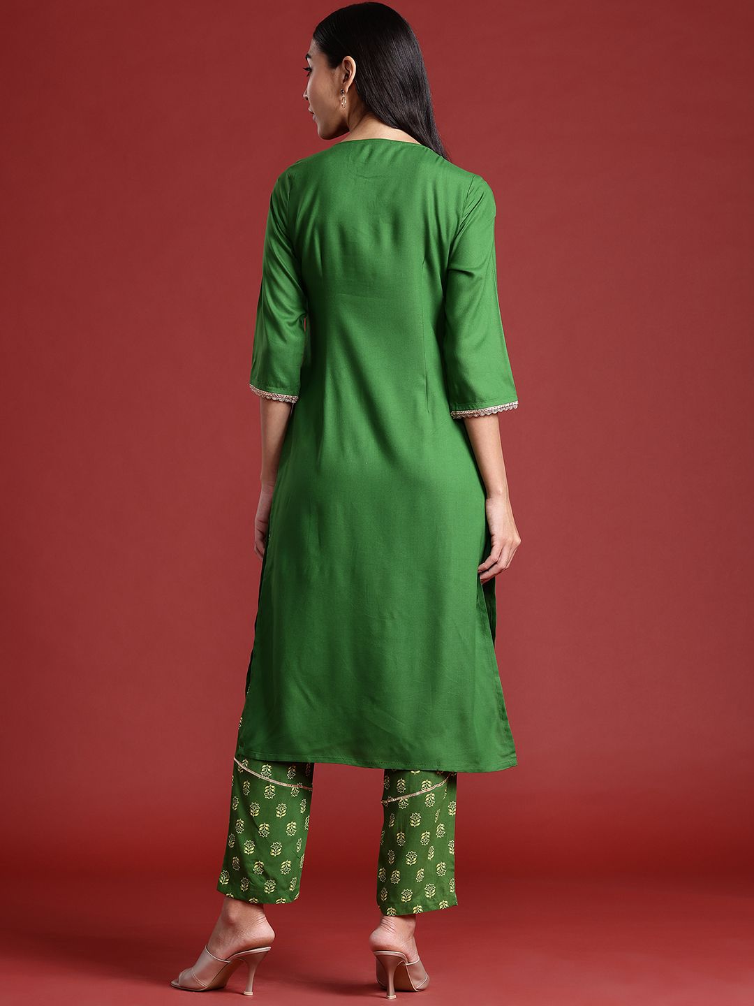 Anouk Yoke Design Gotta Patti Straight Kurta with Trousers