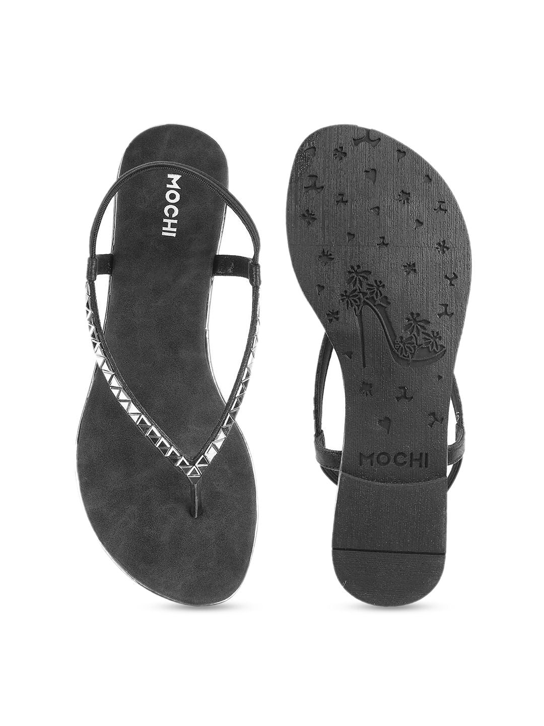 Mochi Women Black Embellished Flats