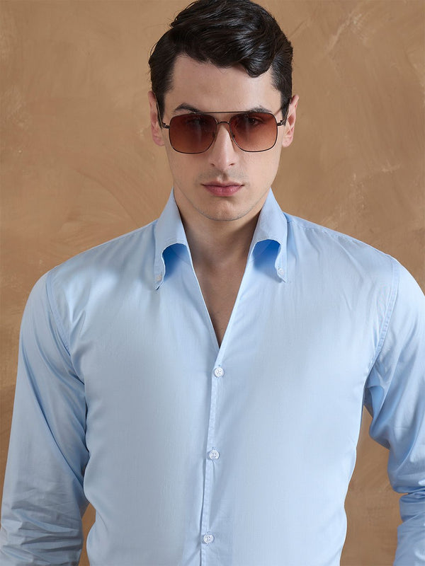 Dennison Light Blue Cooper Collar Formal Shirt