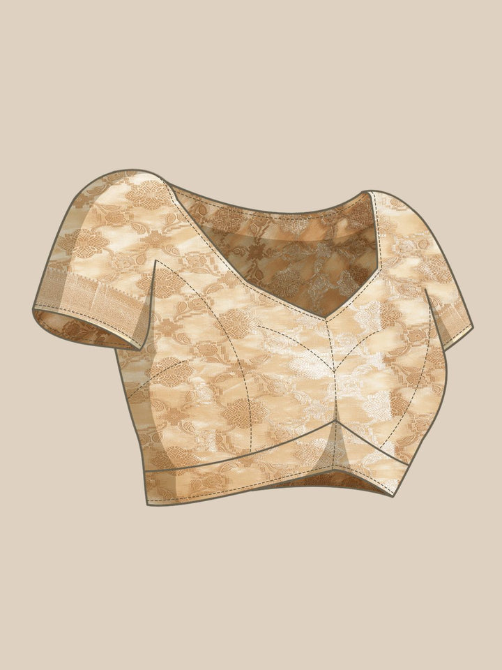 Saree mall Cream-Coloured Floral Silk Blend Banarasi Saree