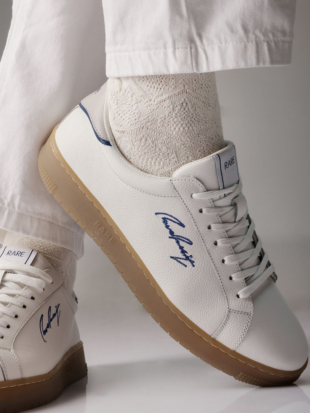 RARE RABBIT Men Round Toe Lace-Ups Leather Sneakers