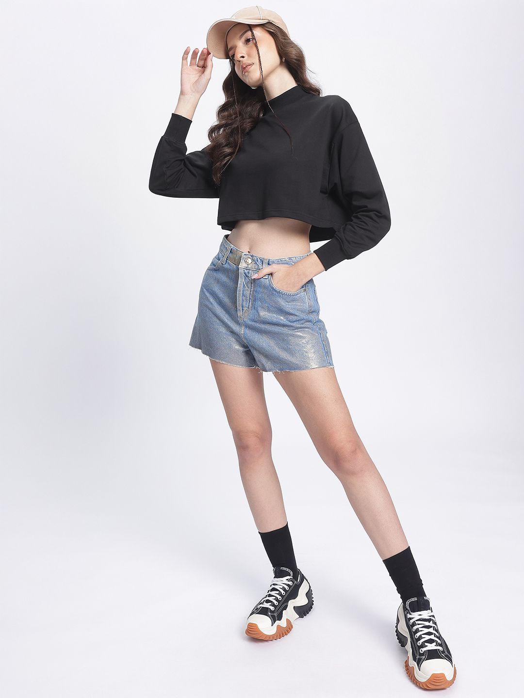 DressBerry Printed Crop Sweatshirt