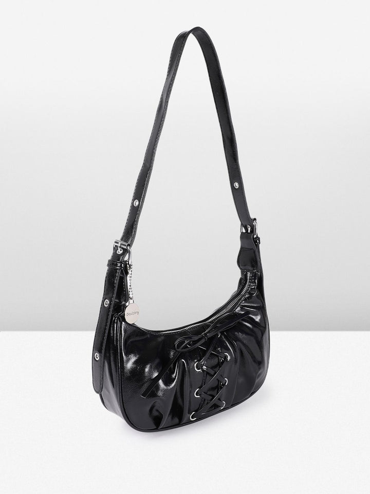 DressBerry Mini Hobo Bag with Lace-Up Detail