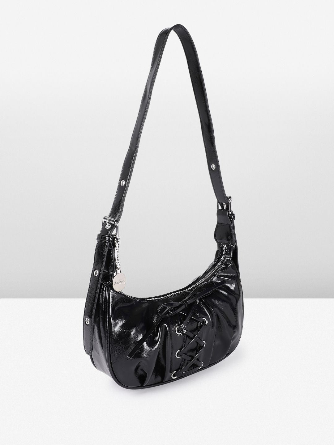 DressBerry Mini Hobo Bag with Lace-Up Detail