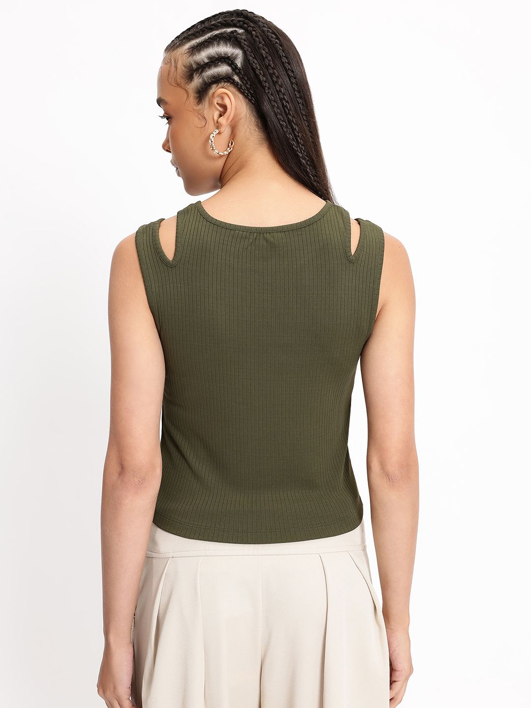 DressBerry Cutout Contour Ribbed Top