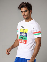 The Indian Garage Co Men Johnny Bravo Graphic Printed Round Neck Cotton Slim Fit T-shirt