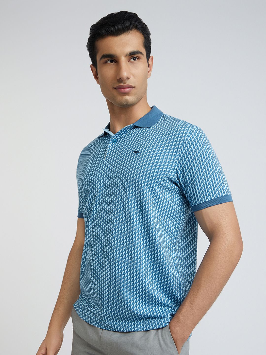 Park Avenue Men Printed Polo Collar Slim Fit T-shirt