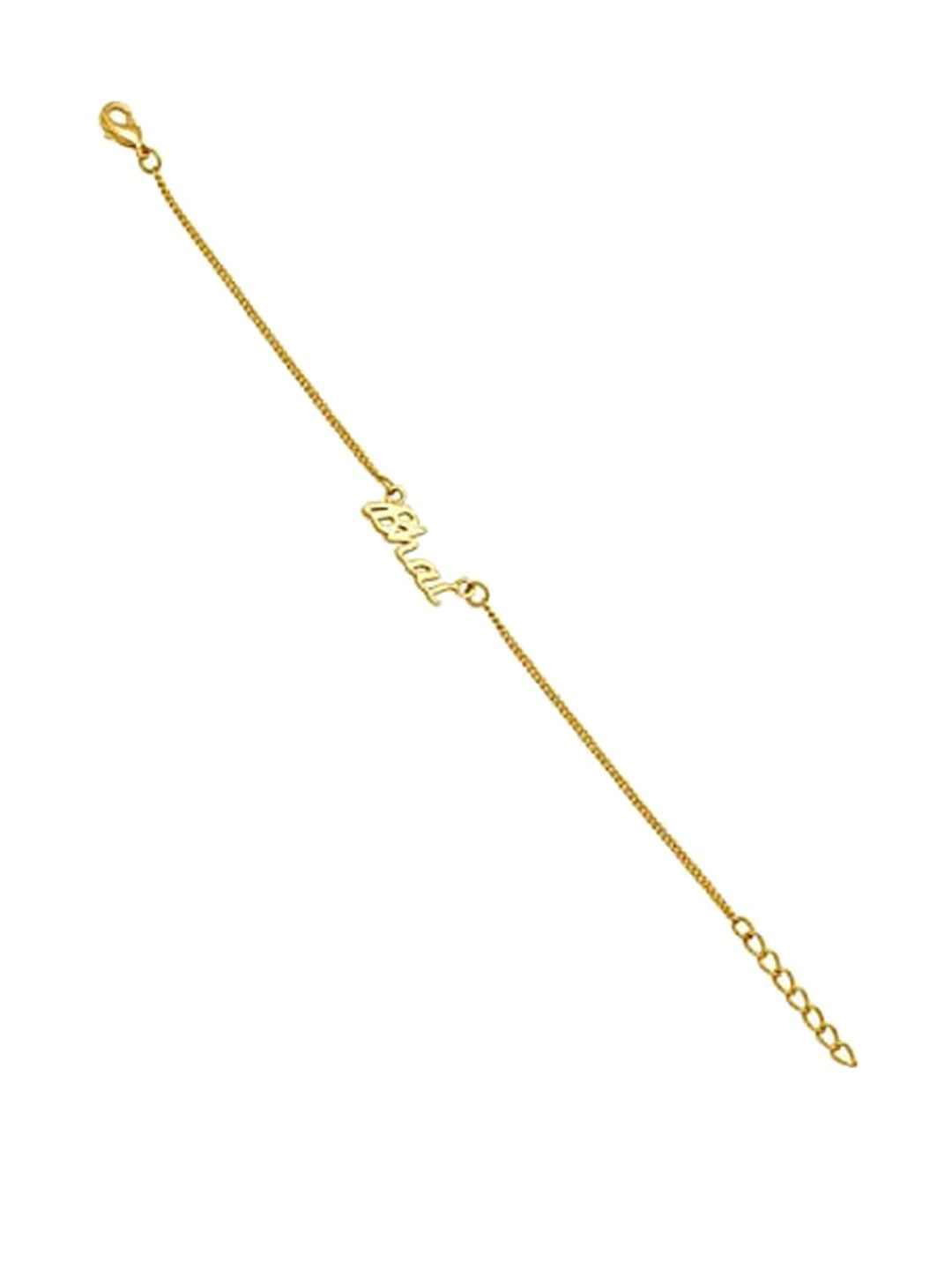 Voylla Gold-Toned Engraved with The Word 'Bhai' Rakhi Bracelet with Roli Chaawal Pack