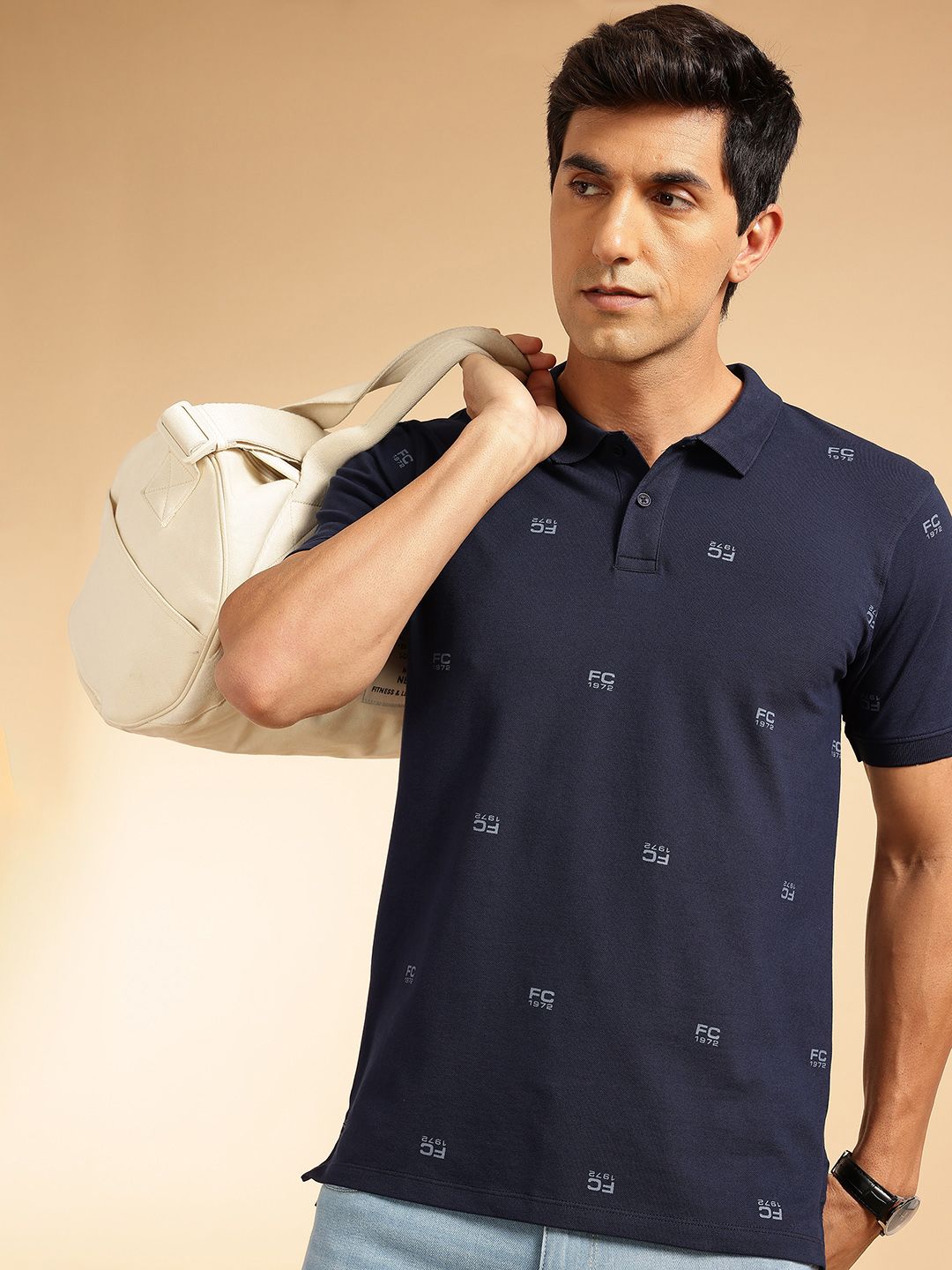 French Connection Brand Logo Printed Polo Collar T-shirt